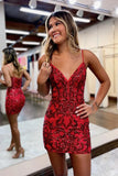Spaghetti Straps Applique Sequin Homecoming Dress HZ0307