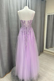 Lavender Lace Appliques A-line Prom HZ0307