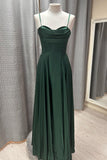Straps Dark Green Cowl Neck A-line Formal HZ0307