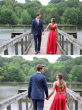LTP0830,Two pieces red prom dresses lace top sleeveless evening HZ0307