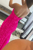 Hot Pink Sequins Mermaid Long Prom HZ0307
