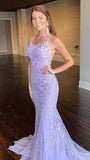 LTP0901,Lavender prom dress applique mermaid evening dresses tulle prom HZ0307