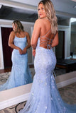 Mermaid Tulle Appliques Lace Evening Prom HZ0307