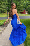 LTP1661,Elegant Lace Strapless Royal Blue Prom Dresses with HZ0307