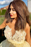 LTP1425,Cute Strapless Yellow Satin Short Homecoming Dress with HZ0307