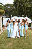 Sky Blue Long Bridesmaid Dresses Satin Wedding Party Dress, HZ0307