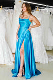LTP1265, Cowl Neck Green Satin A-Line Formal Dress with HZ0307