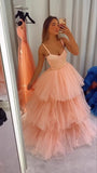 LTP1211,Charming Blush Pink Tulle Prom Dresses,Layers Prom Ball HZ0307