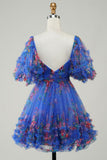 Princess Bubble Sleeves Ruffle Homecoming HZ0307