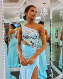 One Shoulder Irregular Glass Bodycon Long Prom HZ0307