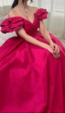 Off The Shoulder A-Line Hot Pink Evening Prom HZ0307