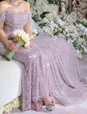 Beautiful Arab Wedding Dress, Off The Shoulder Sequins Prom Dress, Mermaid Dress For HZ0307