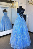 LTP1025,Sky blue lace prom dresses evening ball HZ0307