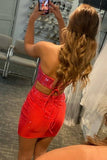 LTP1149,Tight Red Sparkles Short Homecoming HZ0307