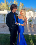 LTP1177,Sparkle Royal Blue Mermaid Long Prom Dresses,Side Slit Criss Cross Evening HZ0307