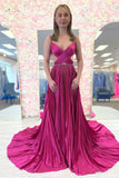 Purple Sequin Strap Pleated Prom Dress with HZ0307