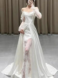 LTP1830,Brilliant Ivory Silk Satin Lace Wedding Dresses, Unique Design Good Quality Wedding HZ0307