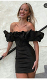 LTP1198,Off the shoulder tight mini homecoming dresses short prom evening HZ0307