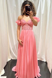 Sweetheart Appliques Chiffon Split Long Evening Prom HZ0307