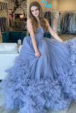 LTP1577,Princess Tiered Blue Strapless Ball Gown,Long Prom Evening HZ0307