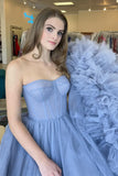 LTP1577,Princess Tiered Blue Strapless Ball Gown,Long Prom Evening HZ0307