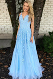 LTP0905,Beautiful A Line Spaghetti Straps Blue Prom Dresses with HZ0307