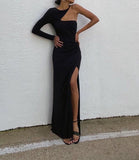 LTP1031,Sexy black prom dress,long evening dress,side slit formal HZ0307