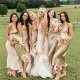 LTP1085,Sexy champagne silk satin bridesmaid HZ0307