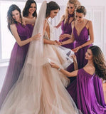 Purple Chiffon Floor Length Bridesmaid Dresses, HZ0307
