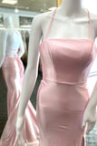 Straps Pink Mermaid Long Prom Dress with HZ0307