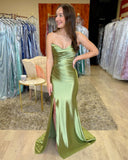 Strapless Ruched Mermaid Prom Dress with High HZ0307