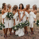 LTP1089,Off the shoulder white bridesmaid dress cheap bridesmaid HZ0307