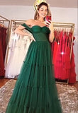 LTP1220,Red Prom Dress Off Shoulder Evening Dresses A Line Leg Split Tulle Formal Party HZ0307