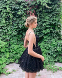 LTP1290,Cute Starry Homecoming Dresses Black Homecoming Prom HZ0307
