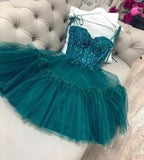 LTP1365,Cute green beaded tulle homecoming dresses ties straps mini prom evening HZ0307