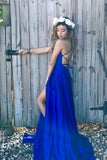LTP1639,Royal Blue Prom Dresses,Satin Prom Dress,Cross Back Evening HZ0307