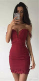 LTP1100,Off the shoulder burgundy mini homecoming HZ0307