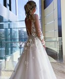 LTP1294,Gorgeous Long Sleeves V Neck 3D Lace Wedding HZ0307
