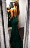 LTP0946,Dark Green Mermaid Prom Dress Lace Long Evening HZ0307