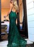 LTP0946,Dark Green Mermaid Prom Dress Lace Long Evening HZ0307