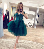 LTP1365,Cute green beaded tulle homecoming dresses ties straps mini prom evening HZ0307