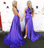 LTP1168,Purple A-Line Satin Long Prom Dresses,Silk Criss Cross Evening Formal HZ0307