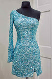 LTP1318,Charming one shoulder sequined homecoming dresses mini cocktail HZ0307