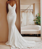 LTP0987,Sexy white bridal dress spaghetti straps wedding gown mermaid prom HZ0307