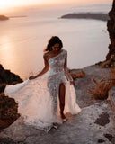 LTP1205,Cute One Shoulder White Lace Beach Wedding Dresses,White Bridal Wedding HZ0307