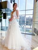 LTP1294,Gorgeous Long Sleeves V Neck 3D Lace Wedding HZ0307