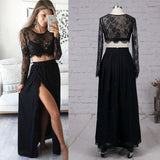 LTP1094,Sexy black two pieces lace prom dresses black chiffon evening HZ0307