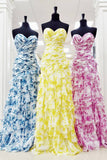 Sweetheart Floral Ruched Ruched Long Formal HZ0307