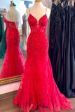 Straps Orange Lace Mermaid Long Formal HZ0307