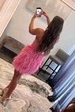 LTP1751,Sweetheart Feather Skirt Lavender Tight Homecoming Dress, Short Prom HZ0307